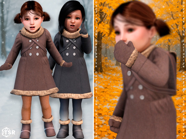 Sims 4 — Fur-lined toddler mittens by Garfiel — Warm and snug mittens for toddlers, crafted with a cozy woolen texture