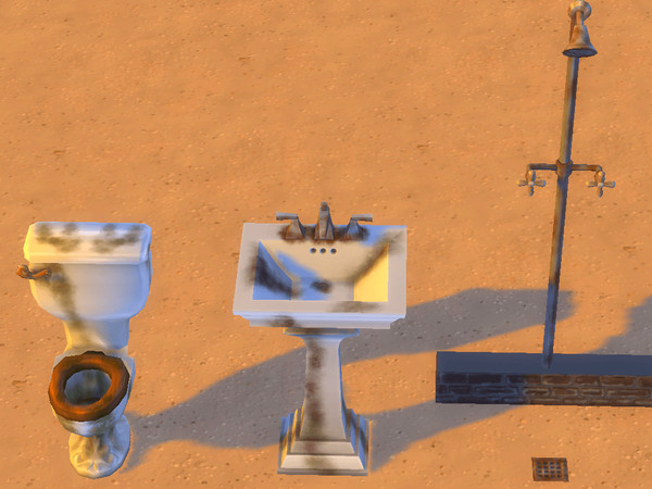 Sims 4 — Grungy Shower by QueenAce17 — Recolours of The Patrician, the Old Time Antique Toilet, and the Almost