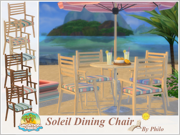 Sims 4 — Philo_Soleil Dining Chair by philo — Inspired by the spirited stripes of beach umbrellas, this set will provide