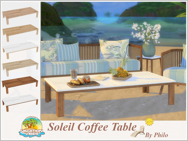 Sims 4 — Philo_Soleil Coffee Table by philo — Inspired by the spirited stripes of beach umbrellas, this set will provide