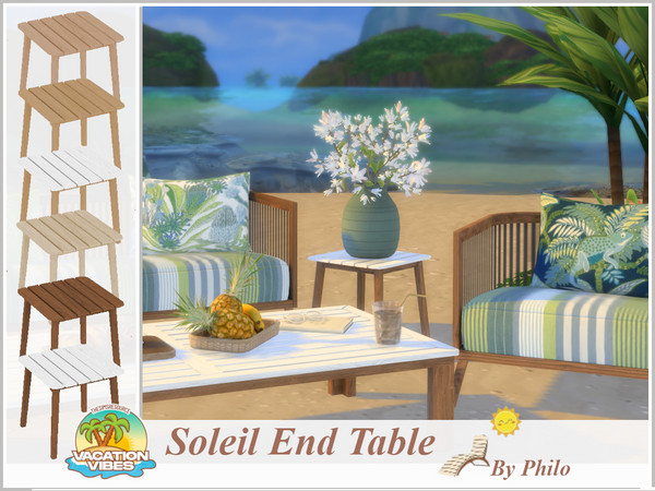 Sims 4 — Philo_End Table by philo — Inspired by the spirited stripes of beach umbrellas, this set will provide your patio