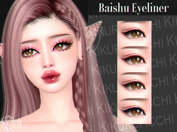 Sims 4 — Baishu Eyeliner by Kikuruacchi — - It is suitable for Female and Male. ( Teen to Elder ) - 4 swatches - HQ