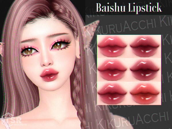 Sims 4 — Baishu Lipstick by Kikuruacchi — - It is suitable for Female and Male. ( Teen to Elder ) - 6 swatches - HQ