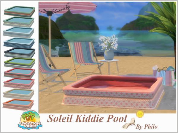 Sims 4 — Philo_Soleil Kiddie Pool by philo — Inspired by the spirited stripes of beach umbrellas, this set will provide