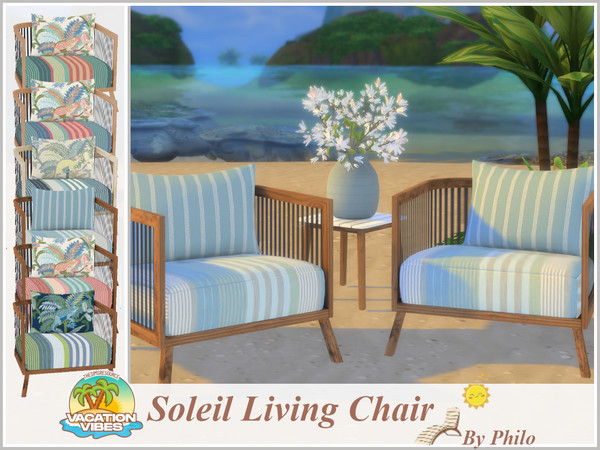 Sims 4 — Philo_Soleil Living Chair by philo — Inspired by the spirited stripes of beach umbrellas, this set will provide