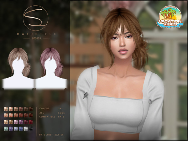 Sims 4 — (VACATION VIBES)S-Club_070825_ updo hairstyle by S-Club — updo hairstyle hope you like, thank you.