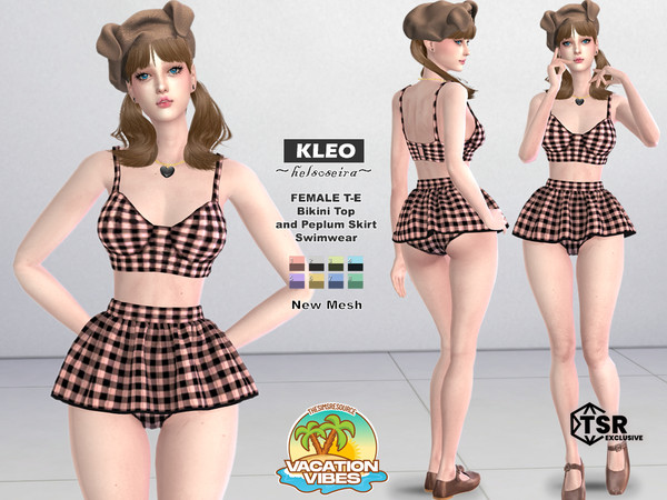 Sims 4 — VACATION VIBES - KLEO - Swimwear by Helsoseira — Style - Bikini top and peplum skirt swimwear