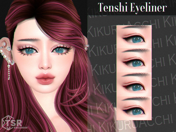 Sims 4 — Tenshi Eyeliner by Kikuruacchi — - It is suitable for Female and Male. ( Teen to Elder ) - 4 swatches - HQ