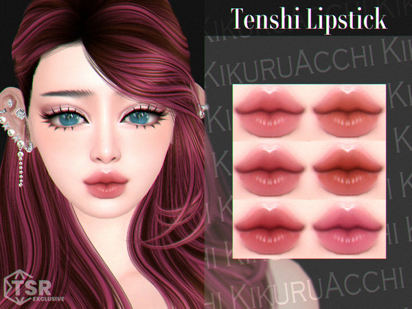 Sims 4 — Tenshi Lipstick by Kikuruacchi — - It is suitable for Female and Male. ( Teen to Elder ) - 6 swatches - HQ