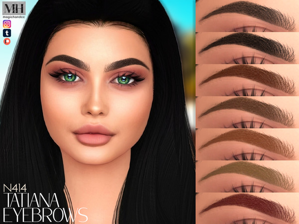 Sims 4 — Tatiana Eyebrows N414 by MagicHand — Soft-arch brows in 13 colors - HQ Compatible.