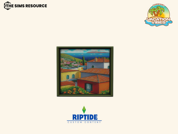Sims 4 — Riptide CC Enchanted Riviera Vacation Vibes Mediterranean Getaway Painting by Riptidecc — This mood set is