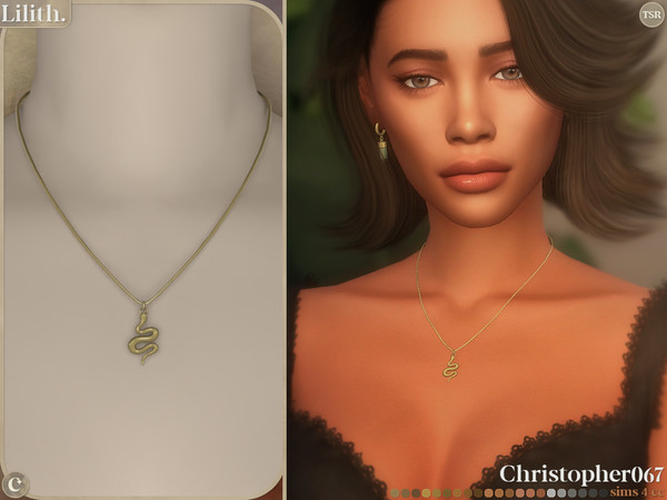Sims 4 — Lilith Necklace by christopher0672 — This is a long and fierce, curvy snake pendant necklace. If you have been