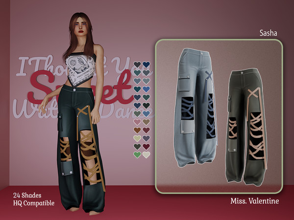 Sims 4 — Sasha Pants by MissValentine142 — Baggy jeans with cutouts