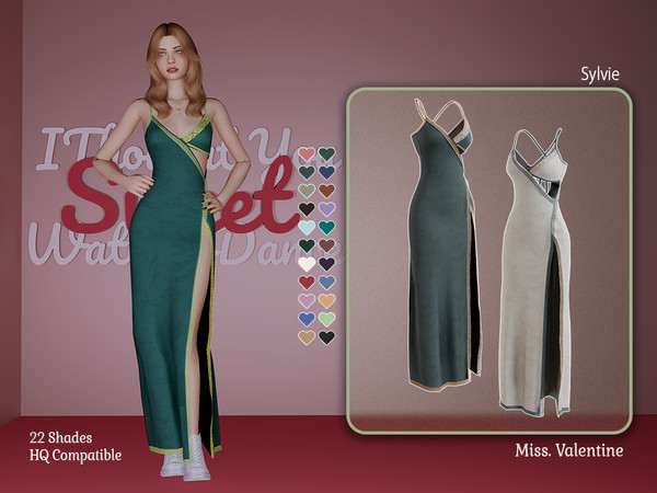 Sims 4 — Sylvie Dress by MissValentine142 — Long Dress with bra