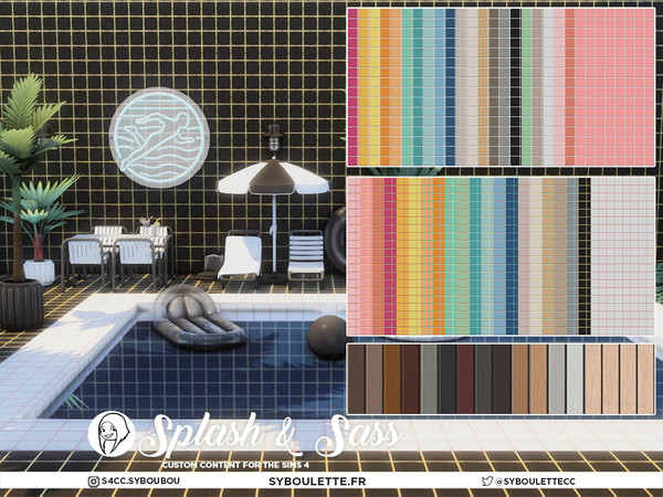 Sims 4 — Splash&Sass Floor Tiles Bicolor by Syboubou — Turn up the heat with Splash & Sass, a bold and playful cc