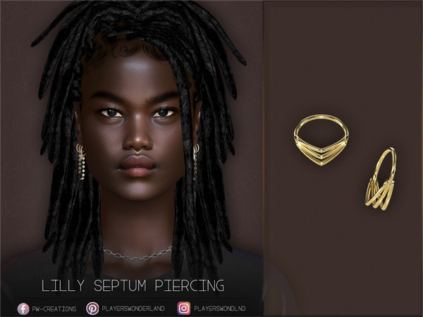 Sims 4 — Lilly Septum Piercing by PlayersWonderland — A new stacked-looking Septum Piercing. - 5 Swatches