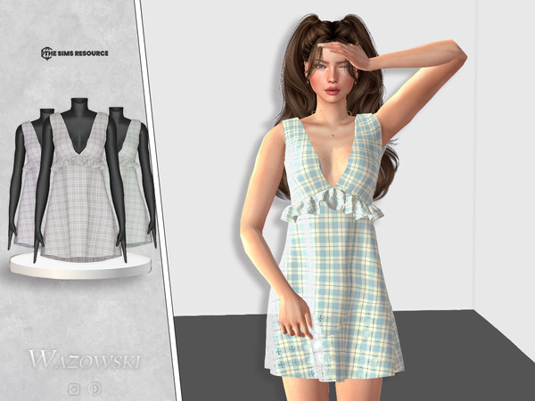 Sims 4 — Cesidia Dress by _WAZOWSKI_ — All Texture Maps New Mesh 5 Colors HQ Compatible