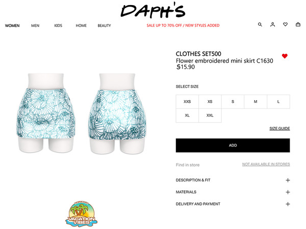 Sims 4 — VacationVibes - Clothes SET500 - Flower embroidered mini skirt C1630 by Daph's — 8 Swatches