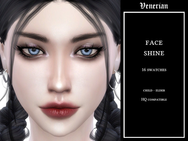 Sims 4 — Venerian Face shine by Venerian — 16 swatches Child to elder HQ compatible Found in the blush category