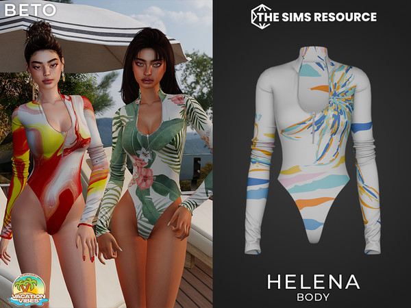 Sims 4 — Helena (Body) by Beto_ae0 — Swimsuit full of summer prints