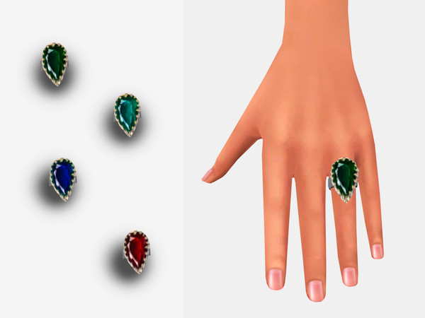 Sims 4 — Teardrop ring with gemstone inspired by Hurrem Sultan - Magnificent Century by RitaDen — A regal teardrop shaped