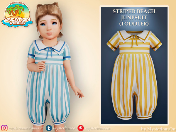 Sims 4 — Vacation Vibes - Striped beach jumpsuit Toddler by MysteriousOo — Striped beach jumpsuit in 8 colors for