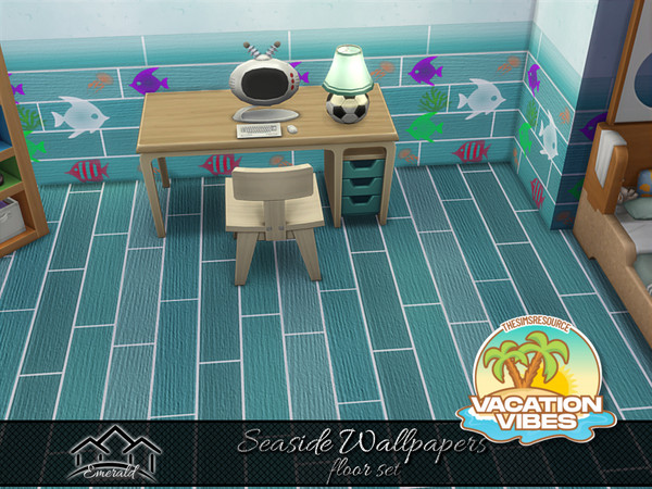 Sims 4 — Seaside Wallpapers floor 3 by Emerald — Refresh your walls and bring the sea inside to your rooms with seaside
