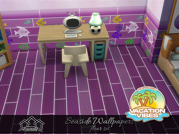 Sims 4 — Seaside Wallpapers floor 5 by Emerald — Refresh your walls and bring the sea inside to your rooms with seaside