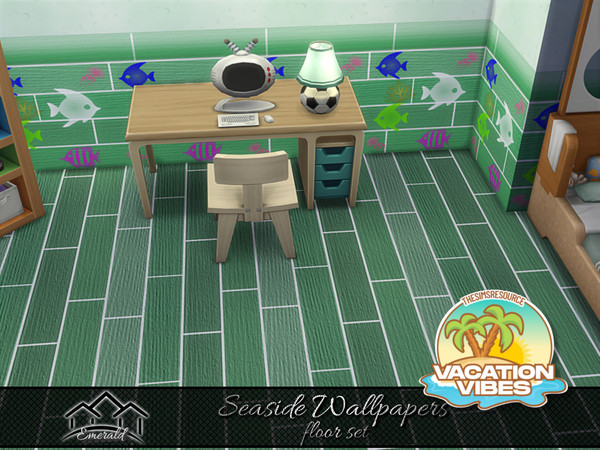 Sims 4 — Seaside Wallpapers floor 6 by Emerald — Refresh your walls and bring the sea inside to your rooms with seaside