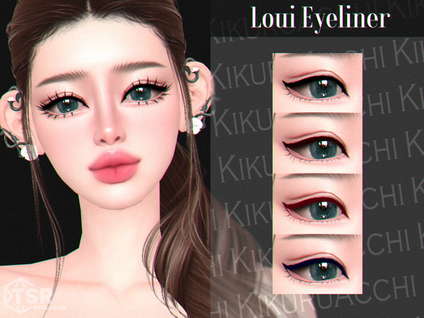 Sims 4 — Loui Eyeliner by Kikuruacchi — - It is suitable for Female and Male. ( Teen to Elder ) - 4 swatches - HQ