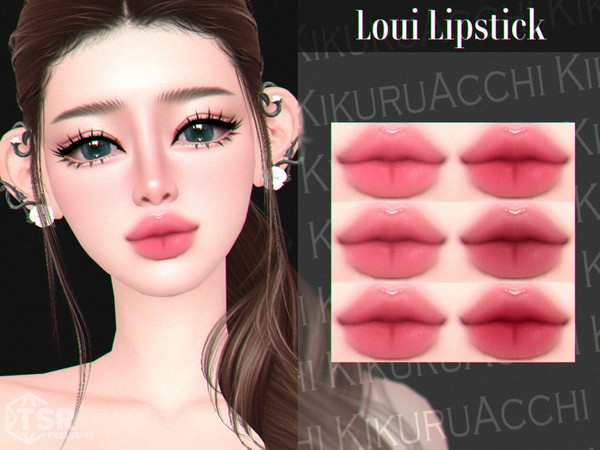 Sims 4 — Loui Lipstick by Kikuruacchi — - It is suitable for Female and Male. ( Teen to Elder ) - 6 swatches - HQ