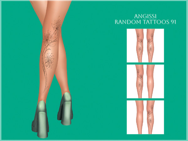 Sims 4 — Random tattoos 91 by ANGISSI — PREVIEWS MADE USING HQ MOD 3 options (both sides, separately right and left)
