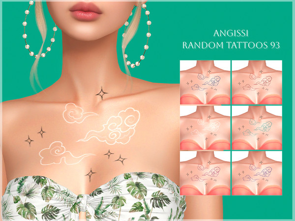 Sims 4 — Random tattoos 93 by ANGISSI — PREVIEWS MADE USING HQ MOD HQ compatible