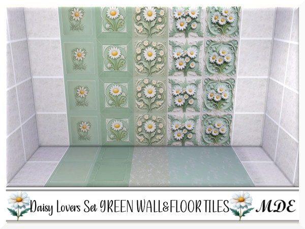 Sims 4 — MDE-Daisy Lovers_Green Wall Tile by MDE — I have created this set for the daisy lovers, there are several items,