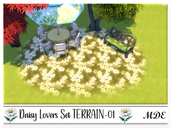 Sims 4 — MDE-Daisy Lovers_Terrain Paint01 by MDE — I have created this set for the daisy lovers, there are several items,