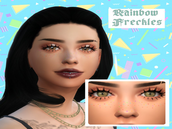 Sims 4 — Rainbow Freckles by _alttrait_ — Cute little rainbow freckles for your sim! Found under Face Paint.