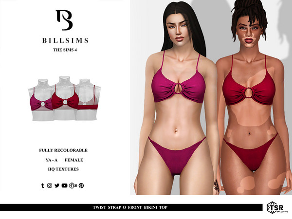 Sims 3 — Twist Strap O Front Bikini Top by Bill_Sims — This bikini top features thin shoulder straps and a O-ring detail