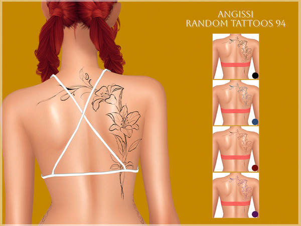 Sims 4 — Random tattoos 94 by ANGISSI — PREVIEWS MADE USING HQ MOD HQ compatible