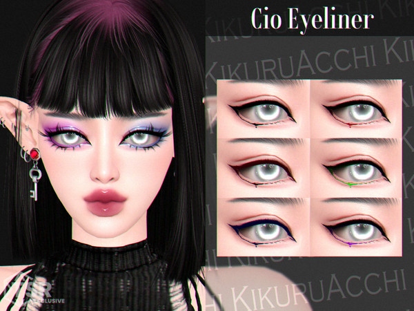 Sims 4 — Cio Eyeliner by Kikuruacchi — - It is suitable for Female and Male. ( Teen to Elder ) - 6 swatches - HQ