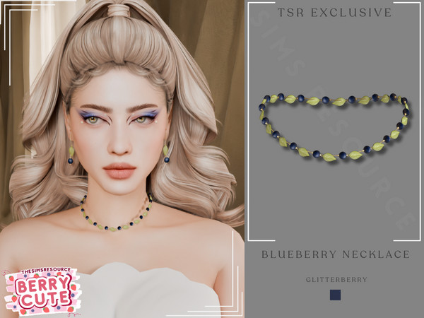 Sims 4 — Berry Cute- Blueberry Necklace by Glitterberryfly — A cute blueberry necklace with green leaves