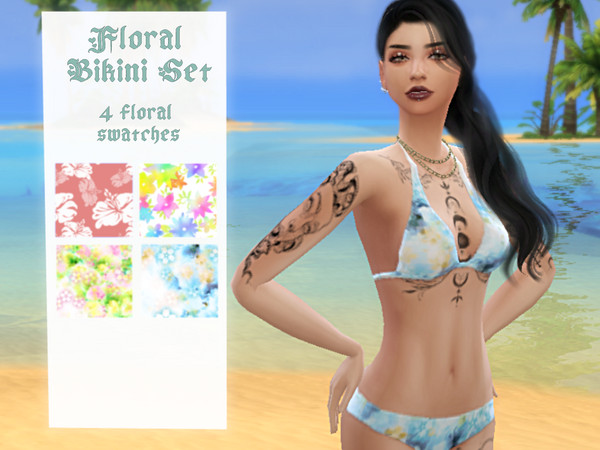 Sims 4 — FloralBikiniBottom.package by _alttrait_ — Contains top and bottoms, 4 pretty floral designs perfect for the