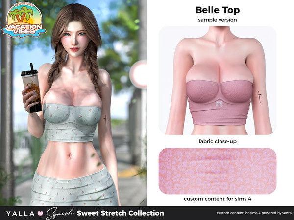Sims 4 — YALLA - Belle Top by VentaStudio — 5 Swatches (15 Swatches on Patreon)
