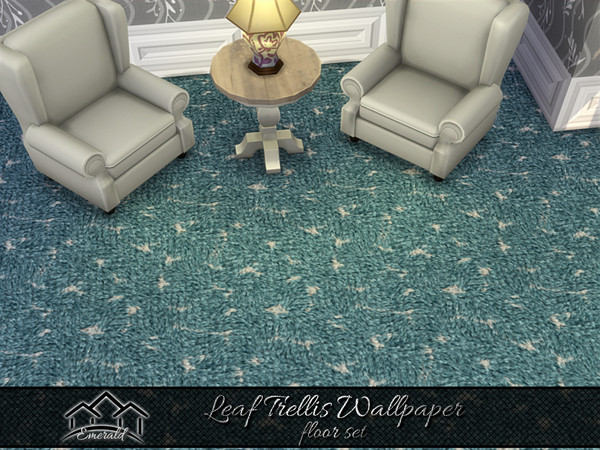 Sims 4 — Leaf Trellis Wallpaper floor 1 by Emerald — Adds life, movement and giving delight to any space.(floor set)