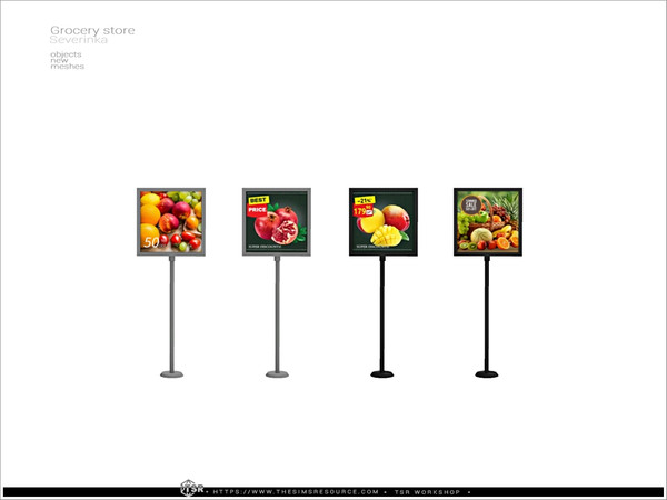 Sims 4 — Grocery store - advertising stand fruits by Severinka_ — Advertising stand fruits departament From the set