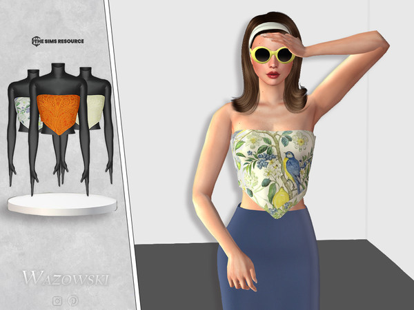 Sims 4 — Vilia Top by _WAZOWSKI_ — All Texture Maps New Mesh 10 Colors HQ Compatible 2 Swatches