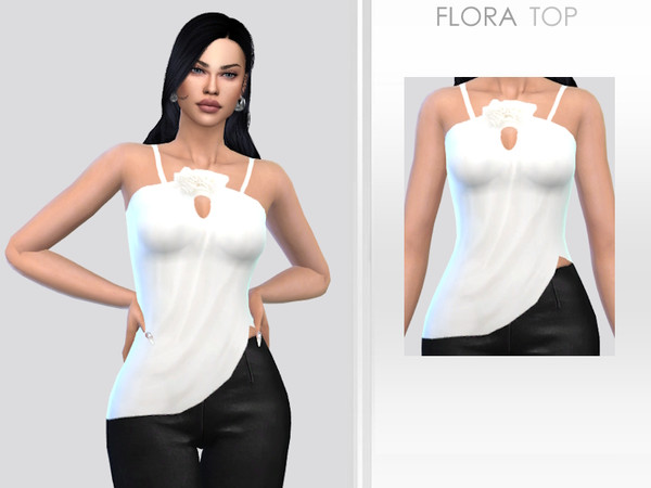 Sims 4 — Flora Top by Puresim — White top for female sims