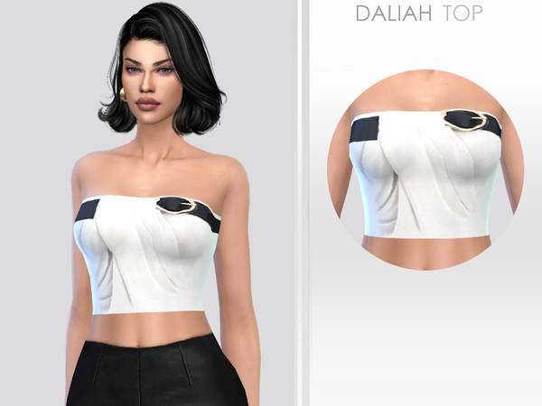 Sims 4 — Daliah Top by Puresim — White cropped top for female sims