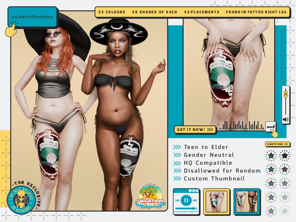 Sims 4 — Summerween Vibes V1 Tattoo by unidentifiedsims — 2 Colours