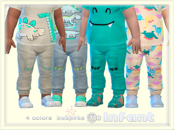 Sims 4 — Pants Dino by bukovka — Stylish pants for infants of both sexes: boys and girls in 4 color options. Installed