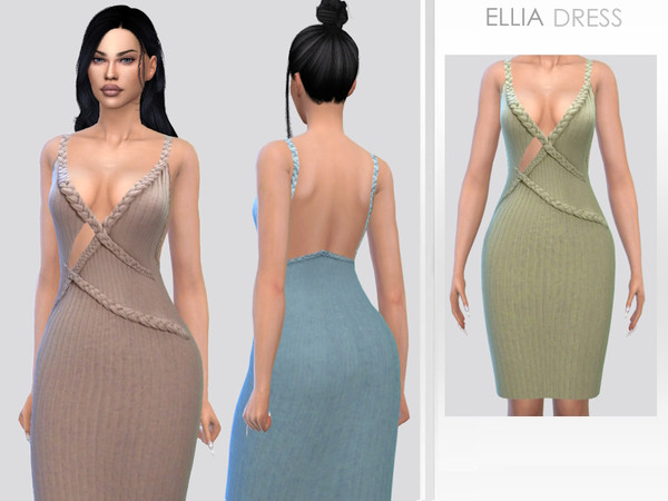Sims 4 — Ellia Dress by Puresim — Female dress in 3 swatches